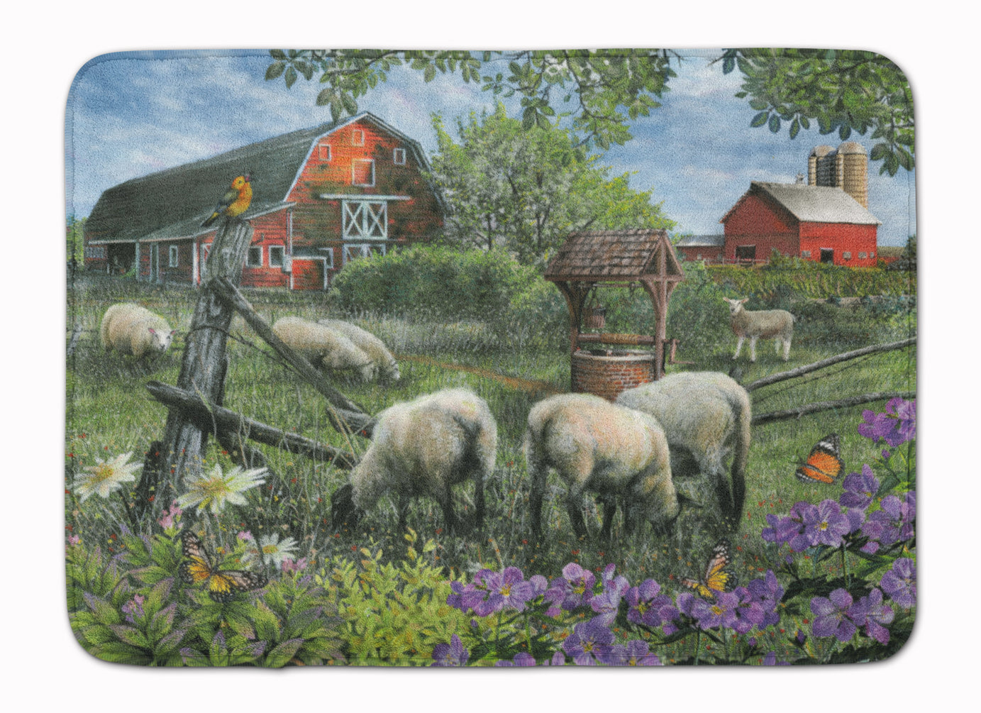 Pleasant Valley Sheep Farm Memory Foam Kitchen Mat Machine Washable Anti-Fatigue Cushion Comfort Bath or Kitchen Rug