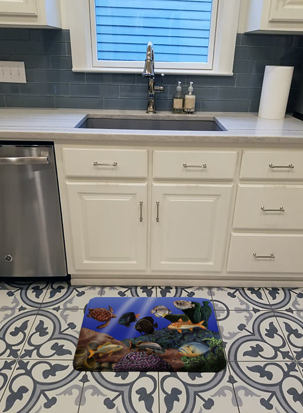Undersea Fantasy 1 Memory Foam Kitchen Mat Machine Washable Anti-Fatigue Cushion Comfort Bath or Kitchen Rug