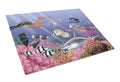 Undersea Fantasy 5 Cutting Board Tempered Glass Kitchen Cutting Surface, Heat Resistant Chopping, Non-Slip Feet, Food Prep & Serving