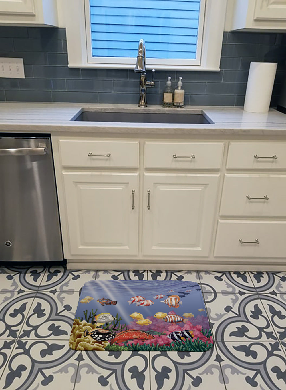 Undersea Fantasy 7 Memory Foam Kitchen Mat Machine Washable Anti-Fatigue Cushion Comfort Bath or Kitchen Rug