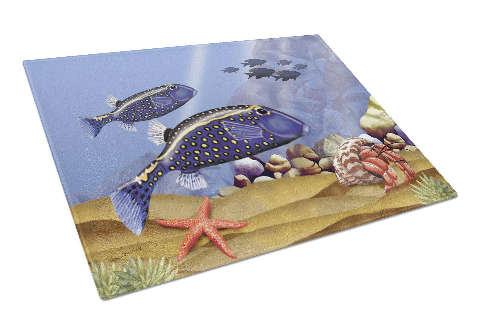 Undersea Fantasy 8 Cutting Board Tempered Glass Kitchen Cutting Surface, Heat Resistant Chopping, Non-Slip Feet, Food Prep & Serving