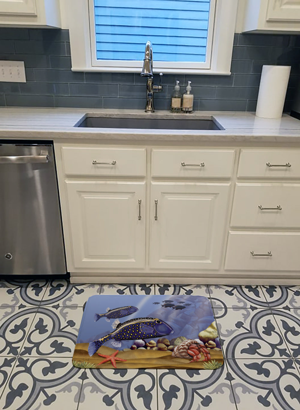 Undersea Fantasy 8 Memory Foam Kitchen Mat Machine Washable Anti-Fatigue Cushion Comfort Bath or Kitchen Rug