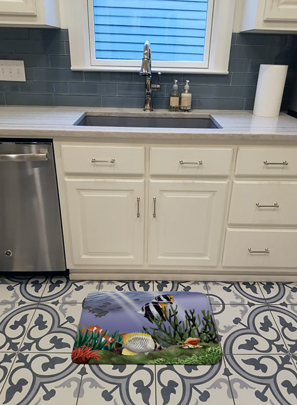Undersea Fantasy 9 Memory Foam Kitchen Mat Machine Washable Anti-Fatigue Cushion Comfort Bath or Kitchen Rug