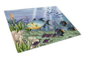 Undersea Fantasy 10 Cutting Board Tempered Glass Kitchen Cutting Surface, Heat Resistant Chopping, Non-Slip Feet, Food Prep & Serving