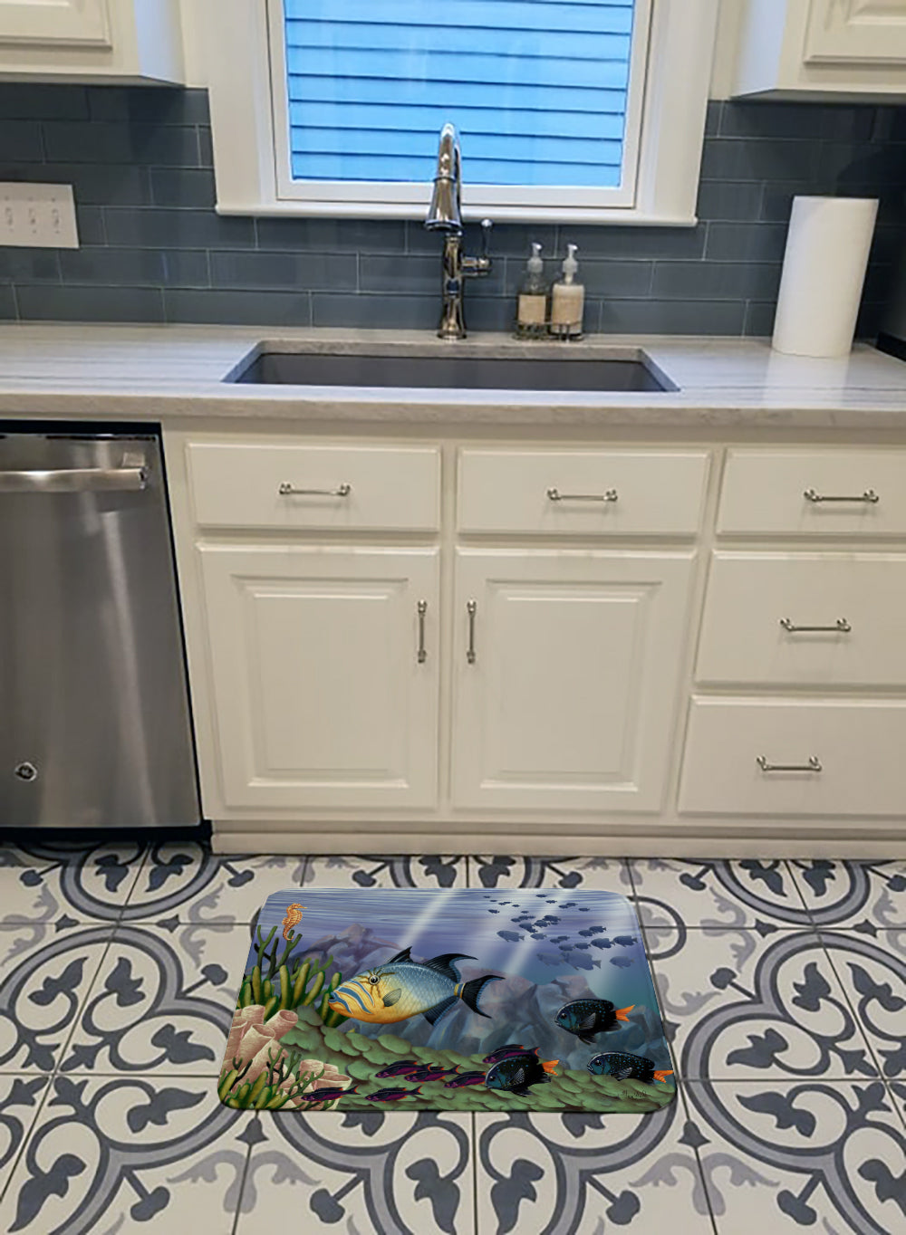 Undersea Fantasy 10 Memory Foam Kitchen Mat Machine Washable Anti-Fatigue Cushion Comfort Bath or Kitchen Rug