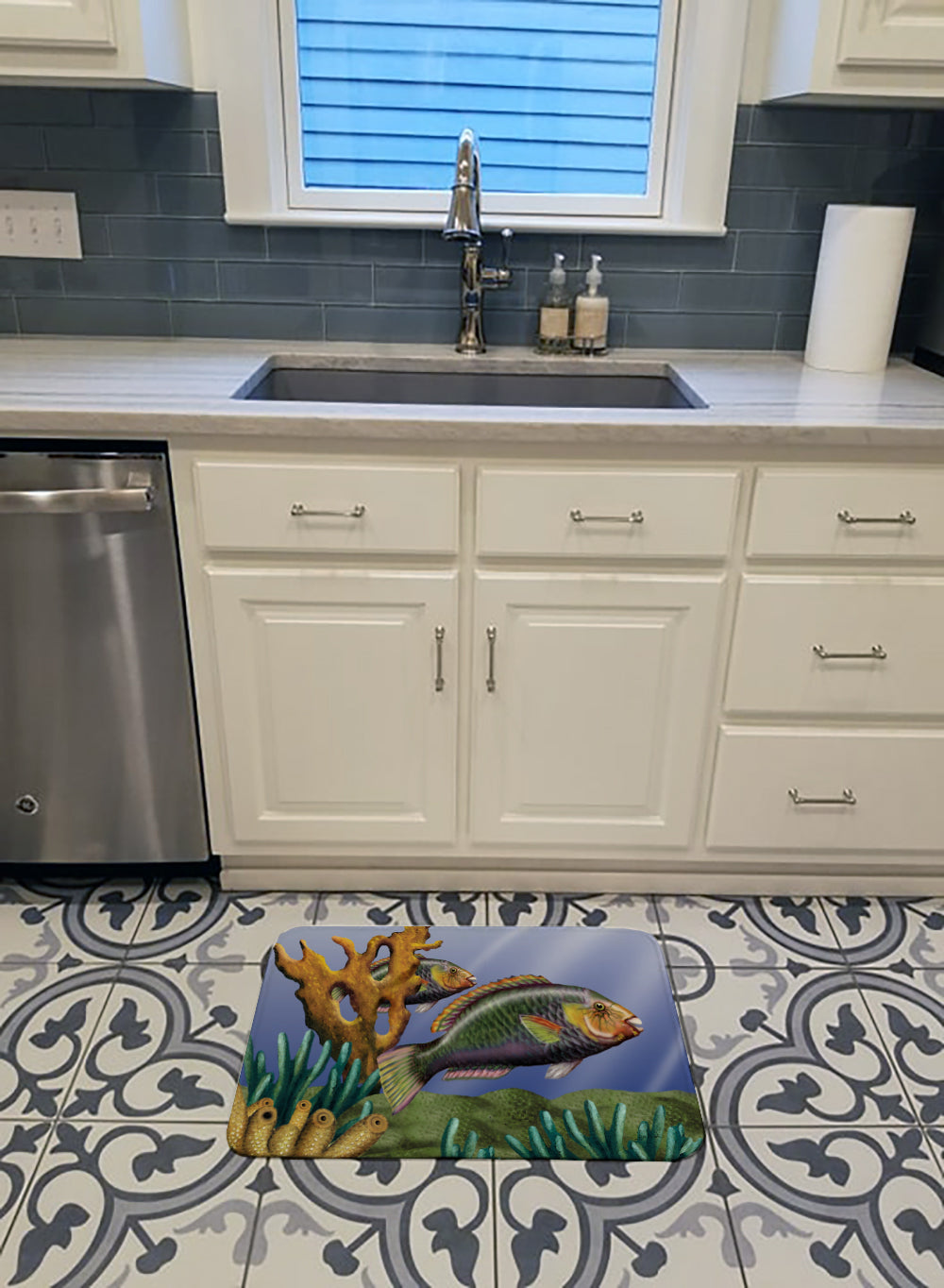 Undersea Fantasy 11 Memory Foam Kitchen Mat Machine Washable Anti-Fatigue Cushion Comfort Bath or Kitchen Rug