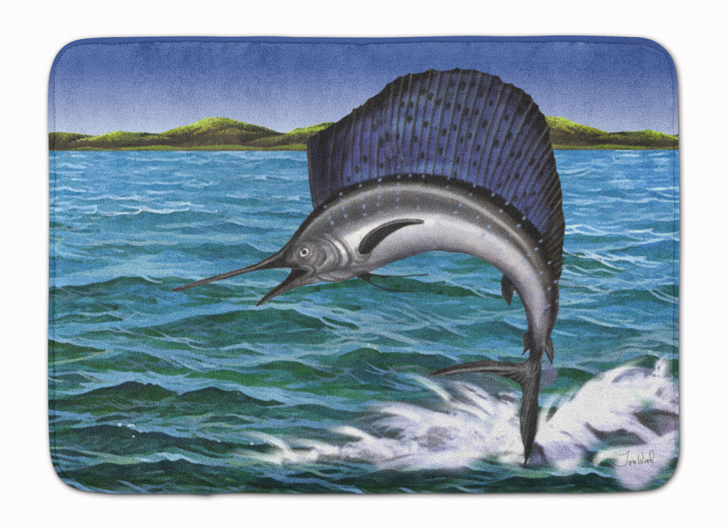 Blue Marlin Memory Foam Kitchen Mat Machine Washable Anti-Fatigue Cushion Comfort Bath or Kitchen Rug