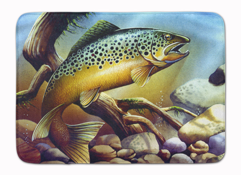 Brook Trout Memory Foam Kitchen Mat Machine Washable Anti-Fatigue Cushion Comfort Bath or Kitchen Rug