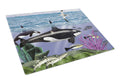 Whale Orcas Cutting Board Tempered Glass Kitchen Cutting Surface, Heat Resistant Chopping, Non-Slip Feet, Food Prep & Serving