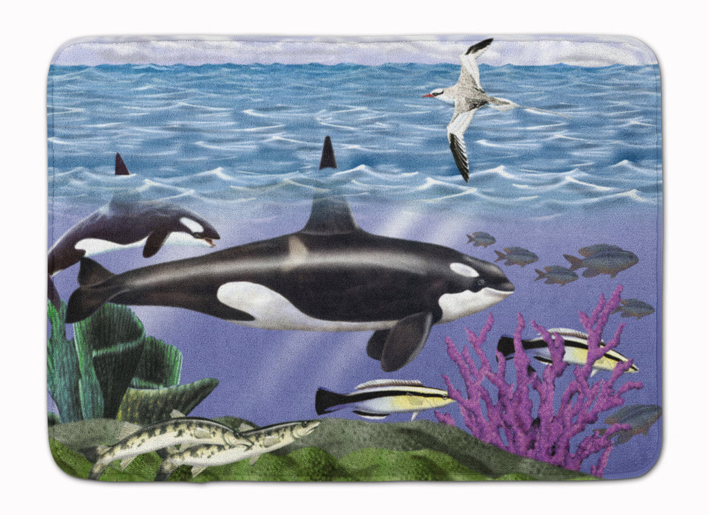 Whale Orcas Memory Foam Kitchen Mat Machine Washable Anti-Fatigue Cushion Comfort Bath or Kitchen Rug