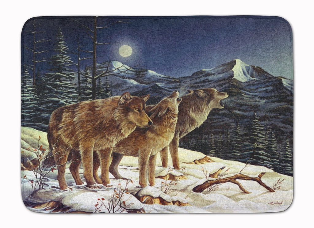 Wolf Wolves Crying at The Moon Memory Foam Kitchen Mat Machine Washable Anti-Fatigue Cushion Comfort Bath or Kitchen Rug