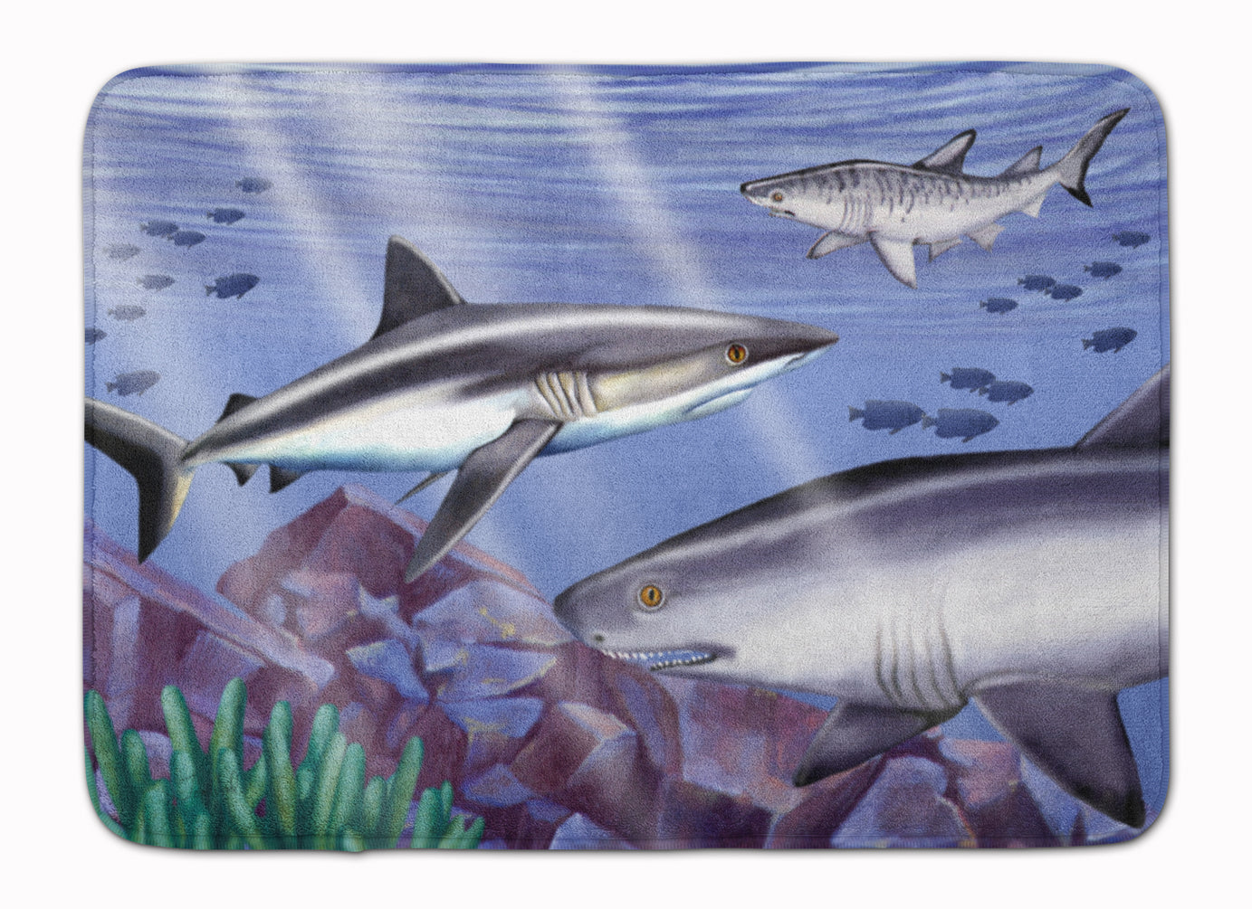Sharks Memory Foam Kitchen Mat Machine Washable Anti-Fatigue Cushion Comfort Bath or Kitchen Rug