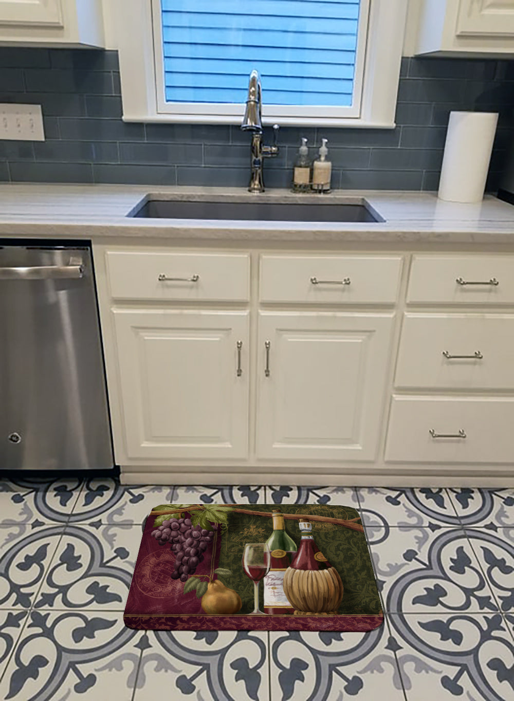 Wine Chateau Roma Memory Foam Kitchen Mat Machine Washable Anti-Fatigue Cushion Comfort Bath or Kitchen Rug