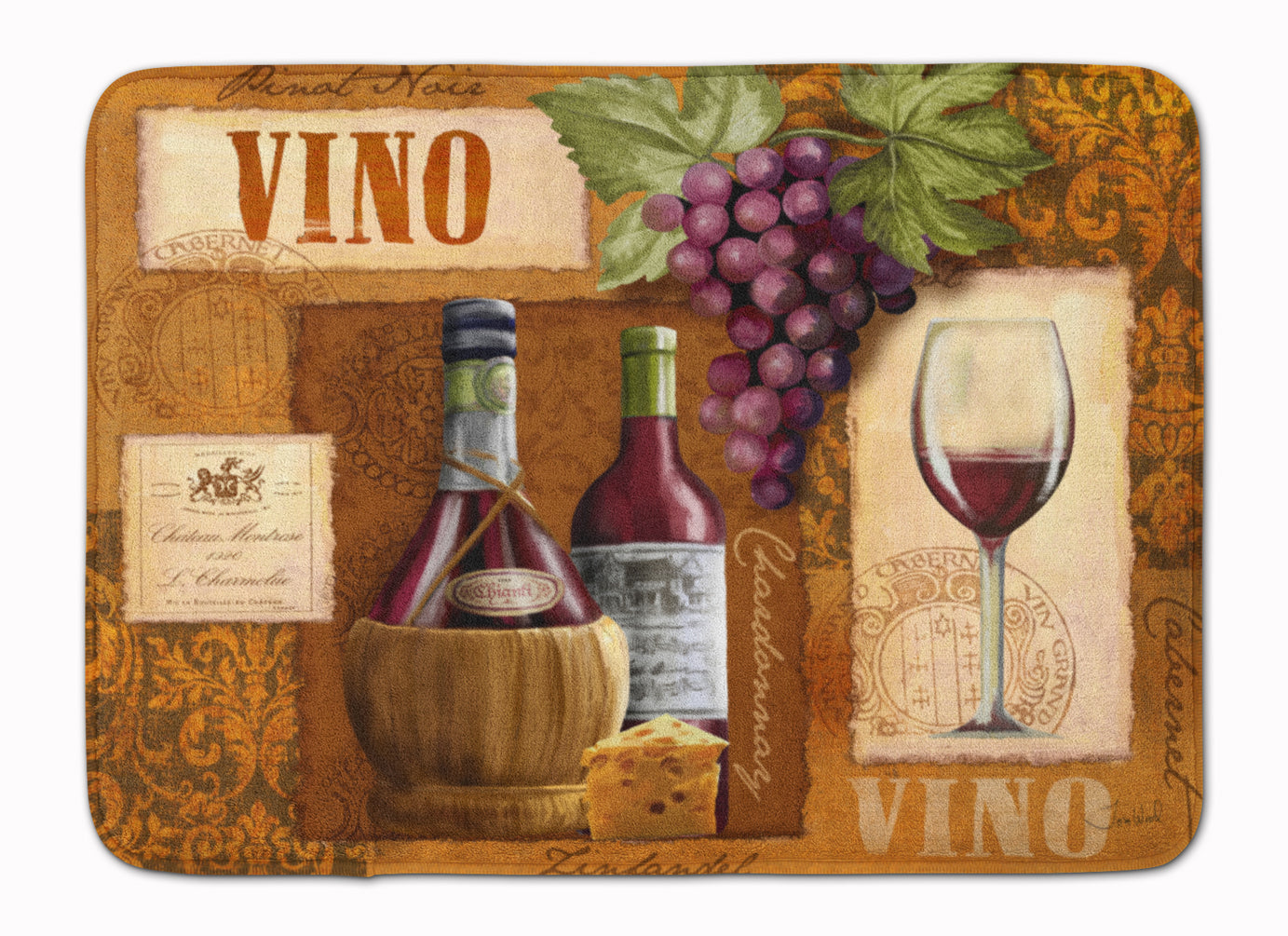 Vino Wine Memory Foam Kitchen Mat Machine Washable Anti-Fatigue Cushion Comfort Bath or Kitchen Rug