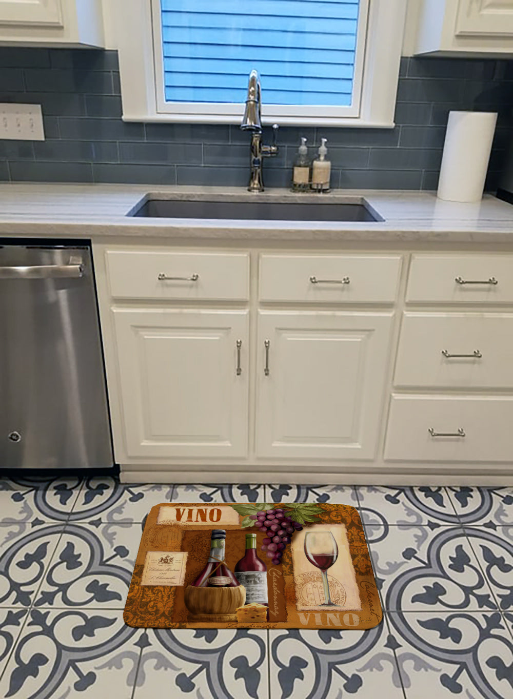 Vino Wine Memory Foam Kitchen Mat Machine Washable Anti-Fatigue Cushion Comfort Bath or Kitchen Rug