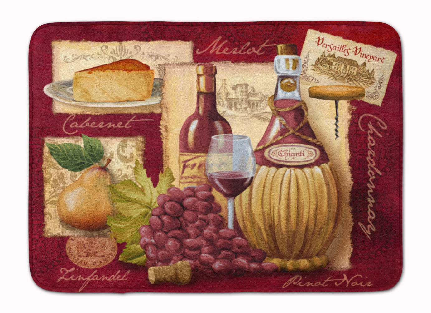 Wine and Cheese Memory Foam Kitchen Mat Machine Washable Anti-Fatigue Cushion Comfort Bath or Kitchen Rug