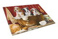 Beagle, Boston Terrier and Jack Russel in the Tub Cutting Board Tempered Glass Kitchen Cutting Surface, Heat Resistant Chopping, Non-Slip Feet, Food Prep & Serving