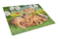 Golden Retriever and Sharpei Do Not Disturb Cutting Board Tempered Glass Kitchen Cutting Surface, Heat Resistant Chopping, Non-Slip Feet, Food Prep & Serving