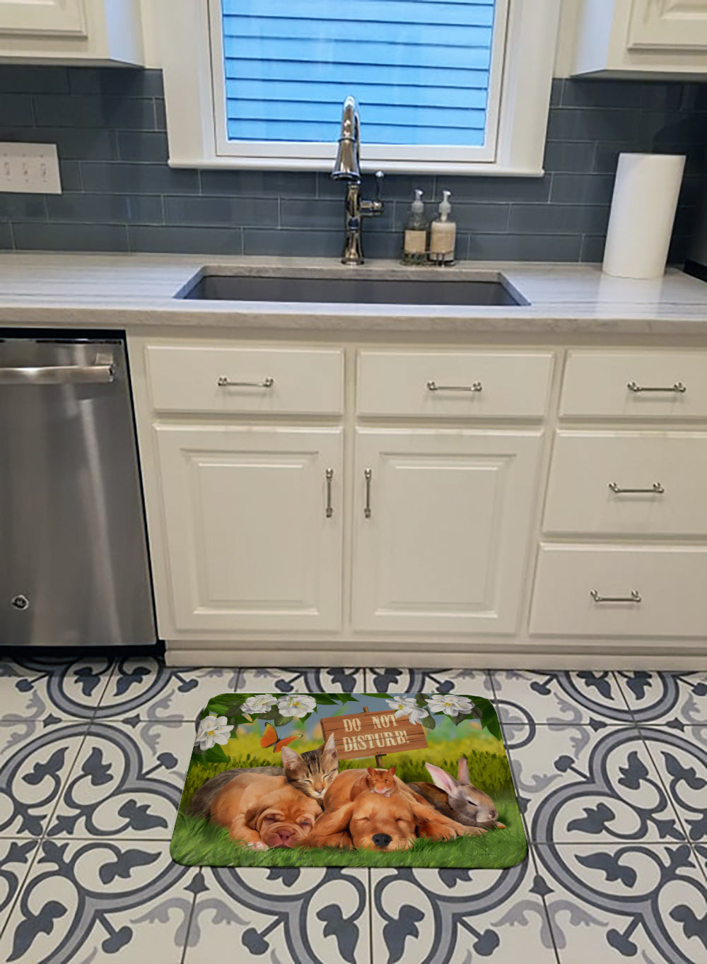 Golden Retriever and Sharpei Do Not Disturb Memory Foam Kitchen Mat Machine Washable Anti-Fatigue Cushion Comfort Bath or Kitchen Rug