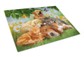 Golden Retriever, Labrador and Basset Hound Sleepy Heads Cutting Board Tempered Glass Kitchen Cutting Surface, Heat Resistant Chopping, Non-Slip Feet, Food Prep & Serving