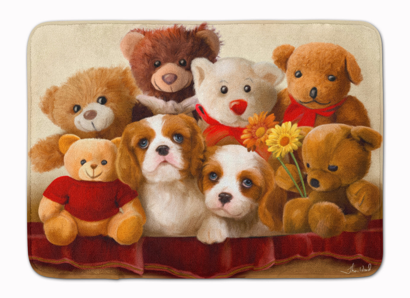 Cavalier Spaniel Friends Forever Memory Foam Kitchen Mat Machine Washable Anti-Fatigue Cushion Comfort Bath or Kitchen Rug
