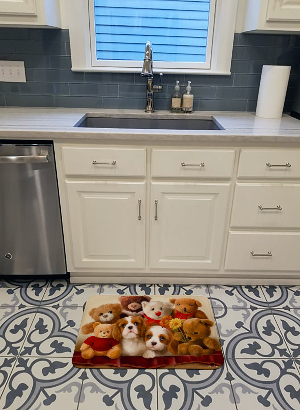 Cavalier Spaniel Friends Forever Memory Foam Kitchen Mat Machine Washable Anti-Fatigue Cushion Comfort Bath or Kitchen Rug