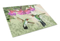 Fuchsia and Hummingbirds Cutting Board Tempered Glass Kitchen Cutting Surface, Heat Resistant Chopping, Non-Slip Feet, Food Prep & Serving