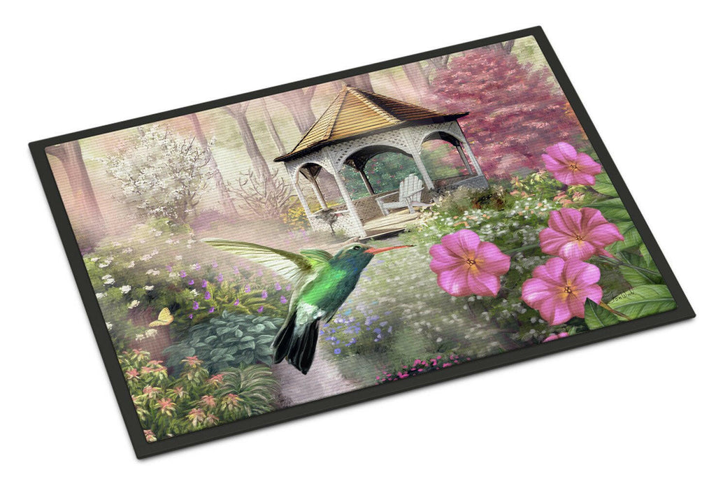 Garden Gazebo Hummingbird Doormat Indoor Outdoor 24H X 36W Front Door Mat Rugs for Entryway, Non Slip Washable Low Pile,
