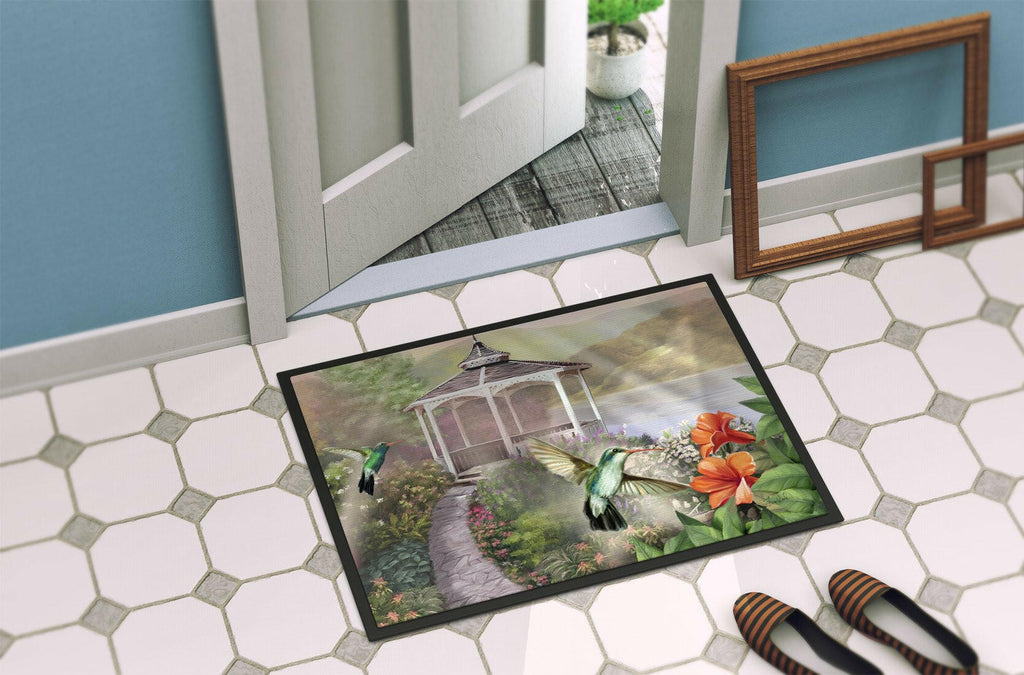 Garden Gazebo Hummingbird Duo Doormat Indoor Outdoor 24H X 36W Front Door Mat Rugs for Entryway, Non Slip Washable Low Pile,