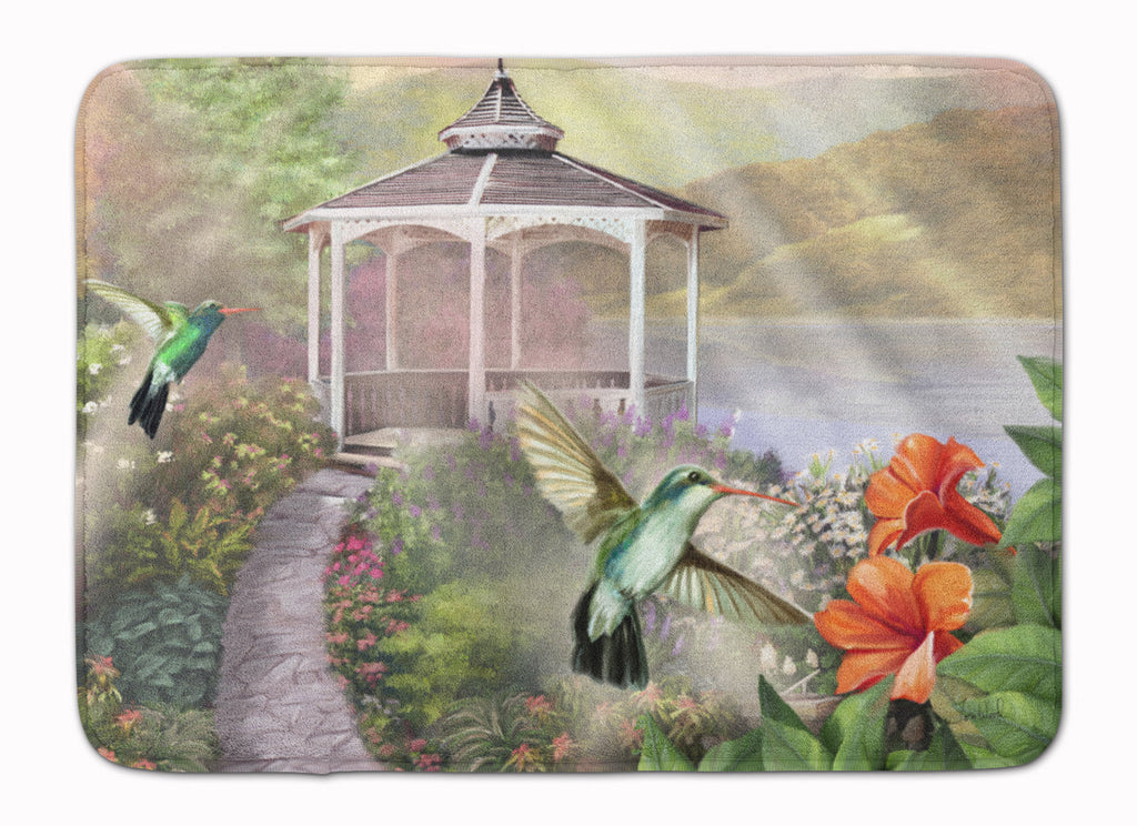 Garden Gazebo Hummingbird Duo Memory Foam Kitchen Mat Machine Washable Anti-Fatigue Cushion Comfort Bath or Kitchen Rug
