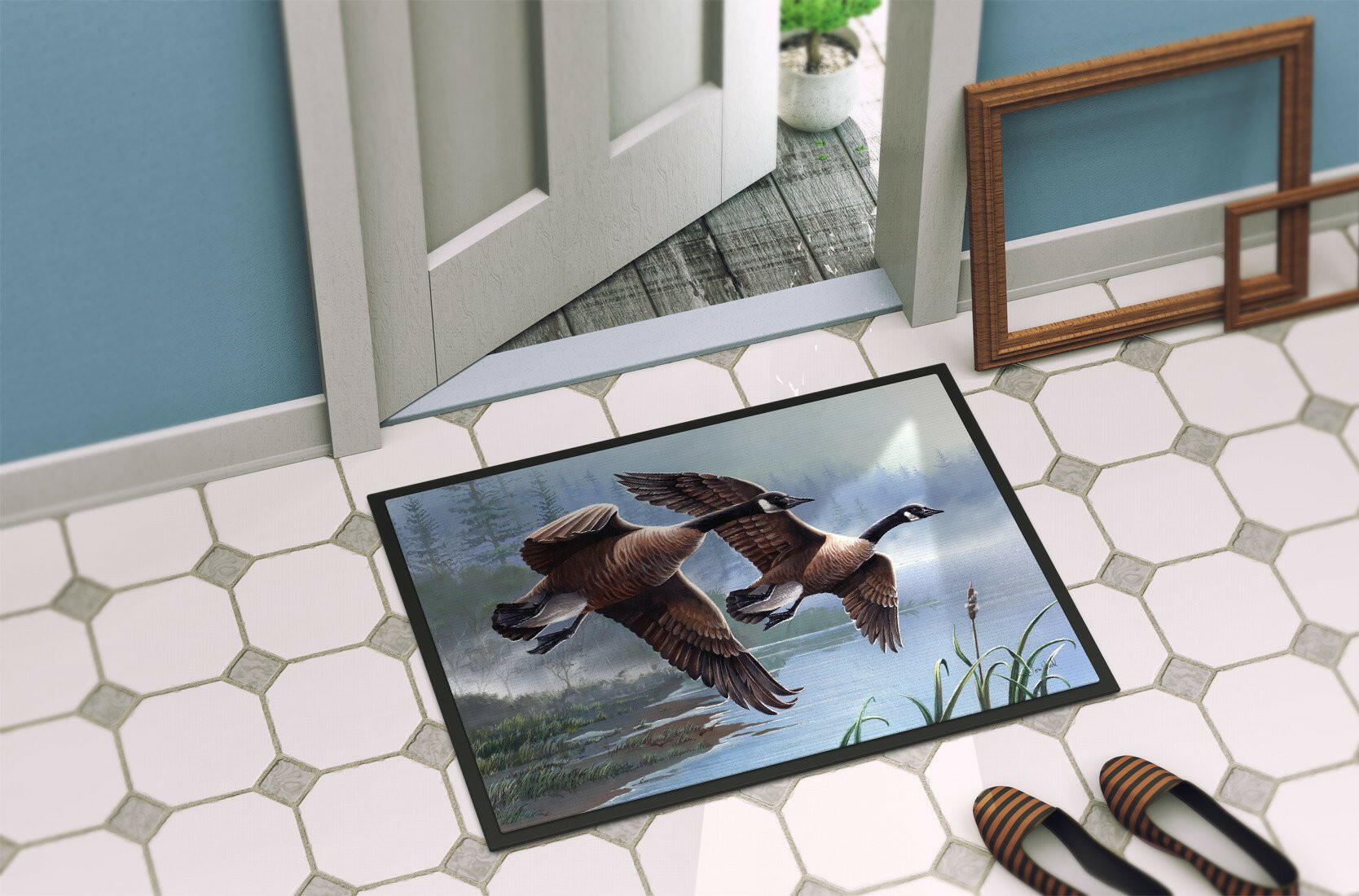 Geese on the Wing Doormat Indoor Outdoor 24H X 36W Front Door Mat Rugs for Entryway, Non Slip Washable Low Pile,