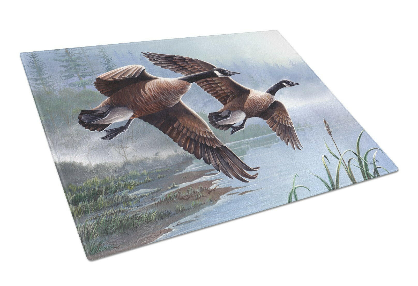 Geese on the Wing Cutting Board Tempered Glass Kitchen Cutting Surface, Heat Resistant Chopping, Non-Slip Feet, Food Prep & Serving
