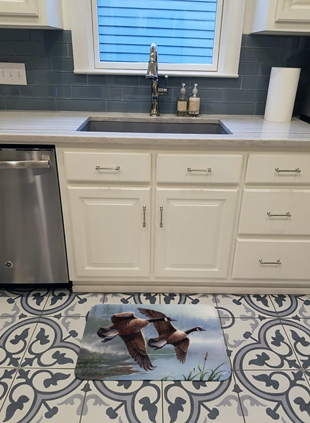 Geese on the Wing Memory Foam Kitchen Mat Machine Washable Anti-Fatigue Cushion Comfort Bath or Kitchen Rug