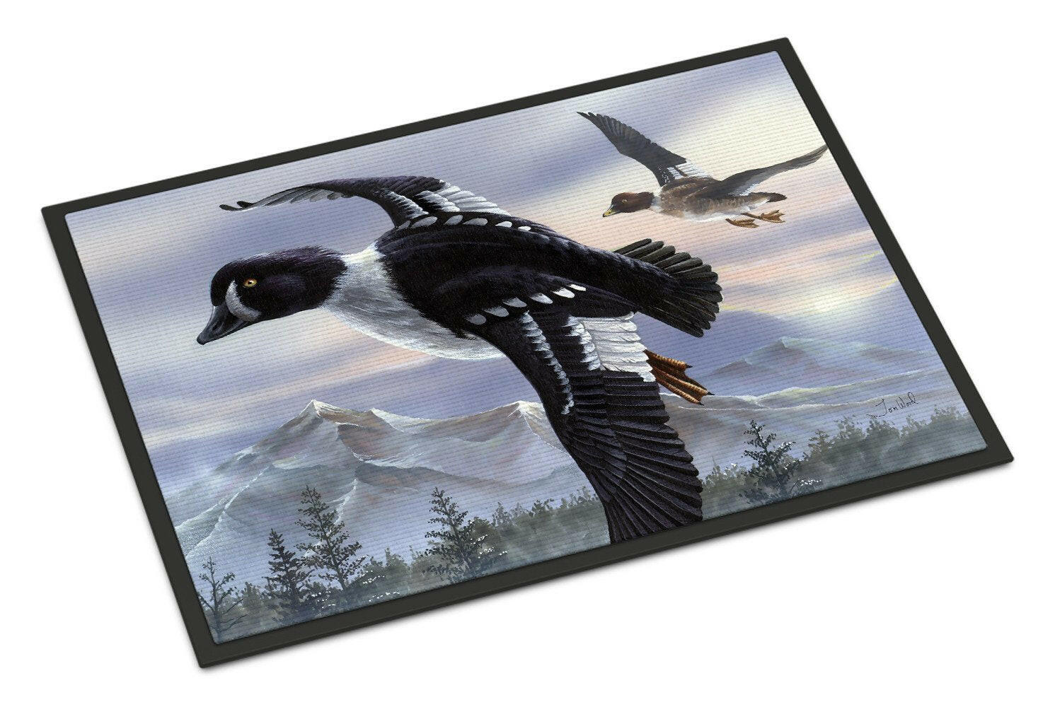 Goldeneye Ducks Flying Doormat Indoor Outdoor 18H X 27W Front Door Mat Rugs for Entryway, Non Slip Washable