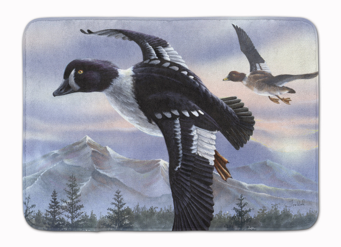 Goldeneye Ducks Flying Memory Foam Kitchen Mat Machine Washable Anti-Fatigue Cushion Comfort Bath or Kitchen Rug