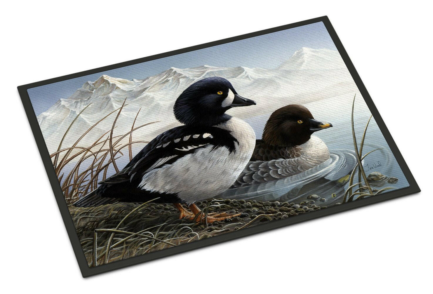 Goldeneye Ducks in the Water Doormat Indoor Outdoor 24H X 36W Front Door Mat Rugs for Entryway, Non Slip Washable Low Pile,