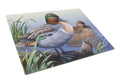 Green Teal Ducks in the Water Cutting Board Tempered Glass Kitchen Cutting Surface, Heat Resistant Chopping, Non-Slip Feet, Food Prep & Serving