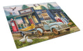 Early Bird Catches the Fish Bait Shop Cutting Board Tempered Glass Kitchen Cutting Surface, Heat Resistant Chopping, Non-Slip Feet, Food Prep & Serving