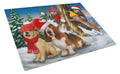 Basset, Golden and Cats Snowball Fight Cutting Board Tempered Glass Kitchen Cutting Surface, Heat Resistant Chopping, Non-Slip Feet, Food Prep & Serving