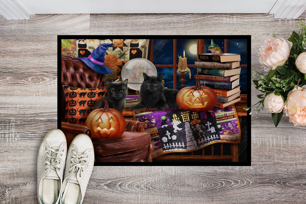 Halloween Black Cats Our Favorite Time Doormat Indoor Outdoor 24H X 36W Front Door Mat Rugs for Entryway, Non Slip Washable Low Pile,