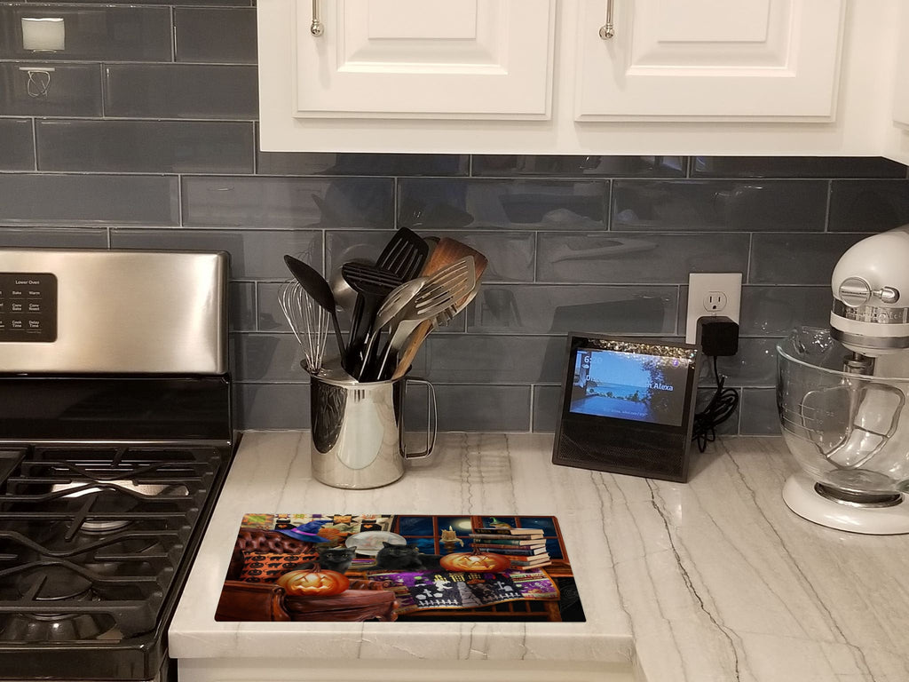 Halloween Black Cats Our Favorite Time Cutting Board Tempered Glass Kitchen Cutting Surface, Heat Resistant Chopping, Non-Slip Feet, Food Prep & Serving