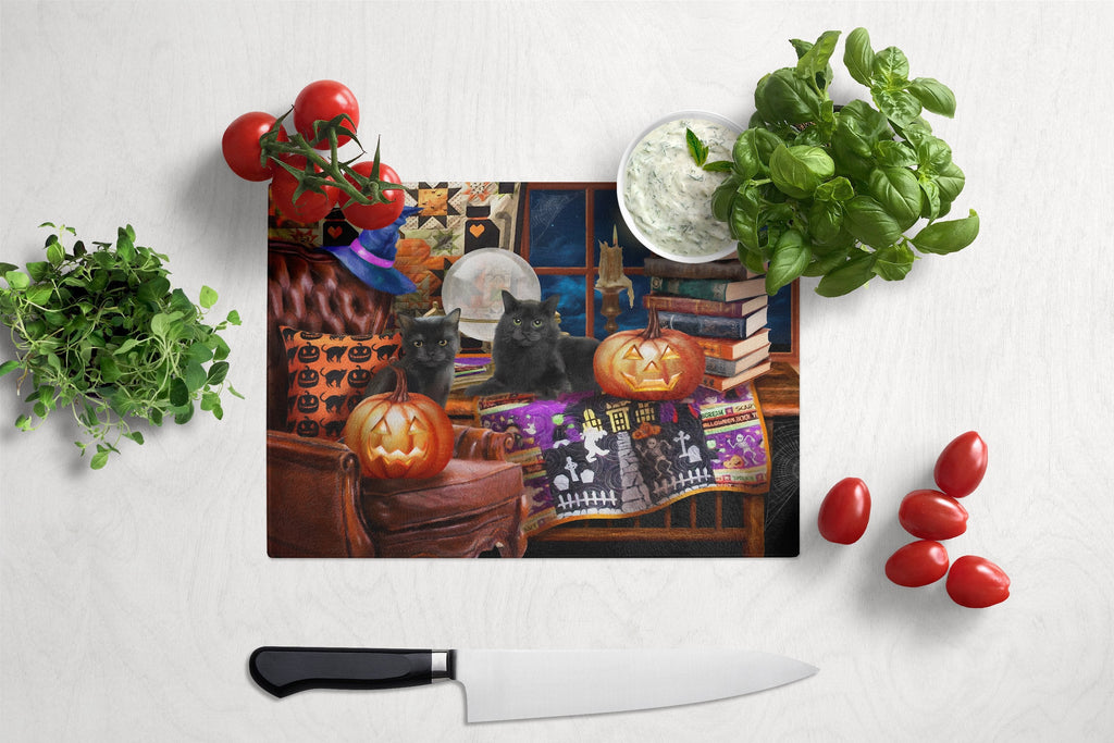 Halloween Black Cats Our Favorite Time Cutting Board Tempered Glass Kitchen Cutting Surface, Heat Resistant Chopping, Non-Slip Feet, Food Prep & Serving