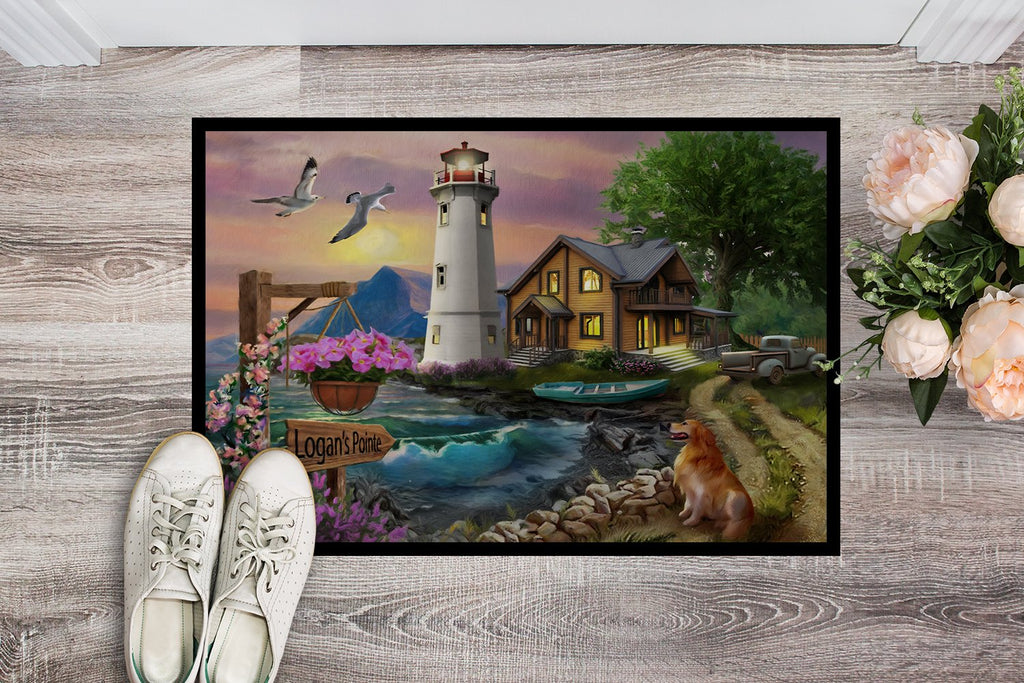 Logan's Pointe Lighthouse Golden Retriever Doormat Indoor Outdoor 24H X 36W Front Door Mat Rugs for Entryway, Non Slip Washable Low Pile,
