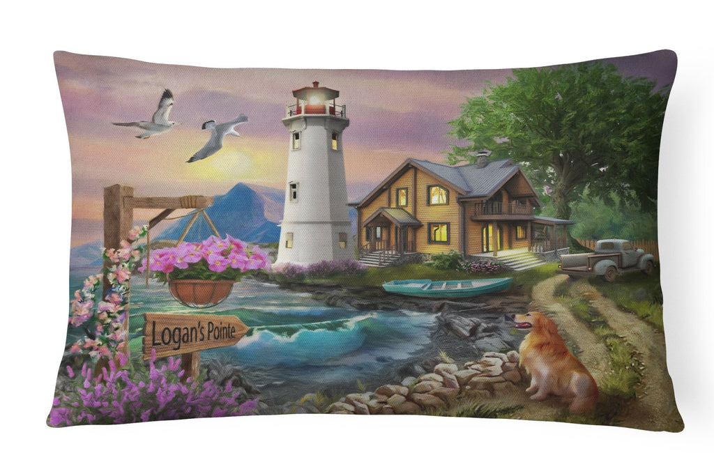 Logan's Pointe Lighthouse Golden Retriever Decorative Throw Pillow 12x16 Indoor Outdoor Accent Cushion, Fabric Cover with Insert for Sofa, Bed, Porch & Living Room