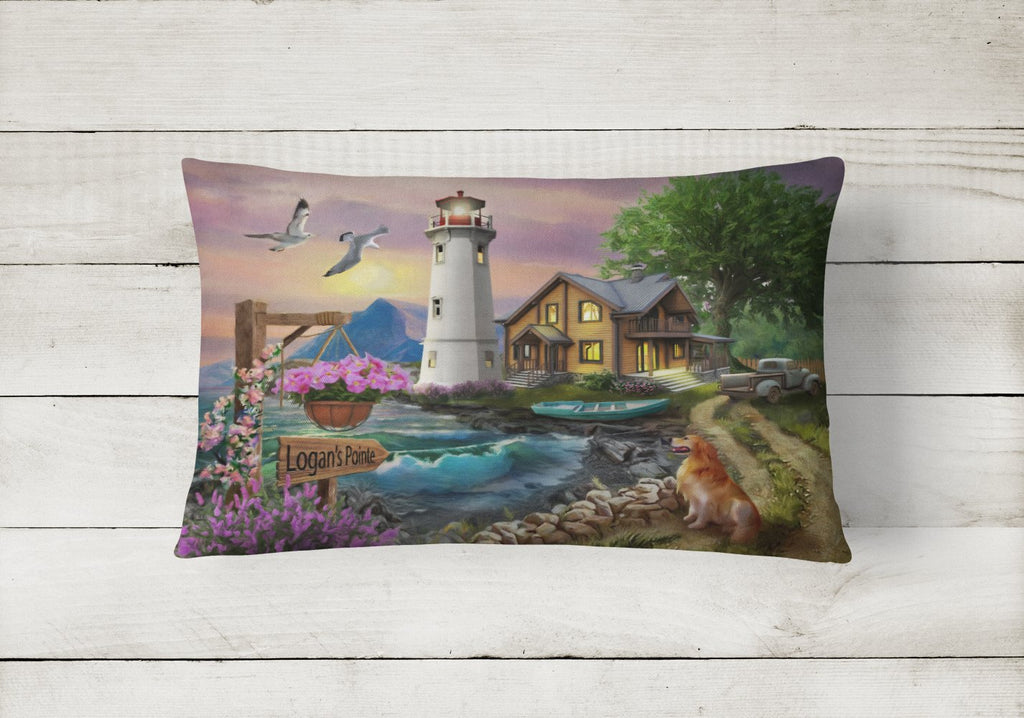 Logan's Pointe Lighthouse Golden Retriever Decorative Throw Pillow 12x16 Indoor Outdoor Accent Cushion, Fabric Cover with Insert for Sofa, Bed, Porch & Living Room