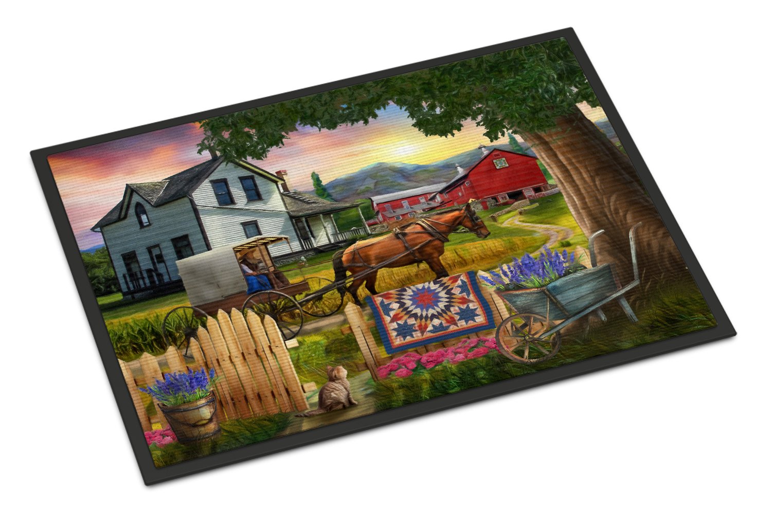Headed Home for Dinner Farm Doormat Indoor Outdoor 24H X 36W Front Door Mat Rugs for Entryway, Non Slip Washable Low Pile,