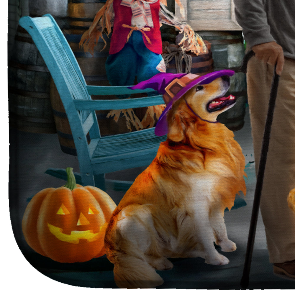 Halloween at Grandpa's Golden Retriever Dish Drying Mat Absorbent Dish Drying Mat Pad for Kitchen Counter Dish Drainer Mat for Countertop, 14 x 21", Multicolor