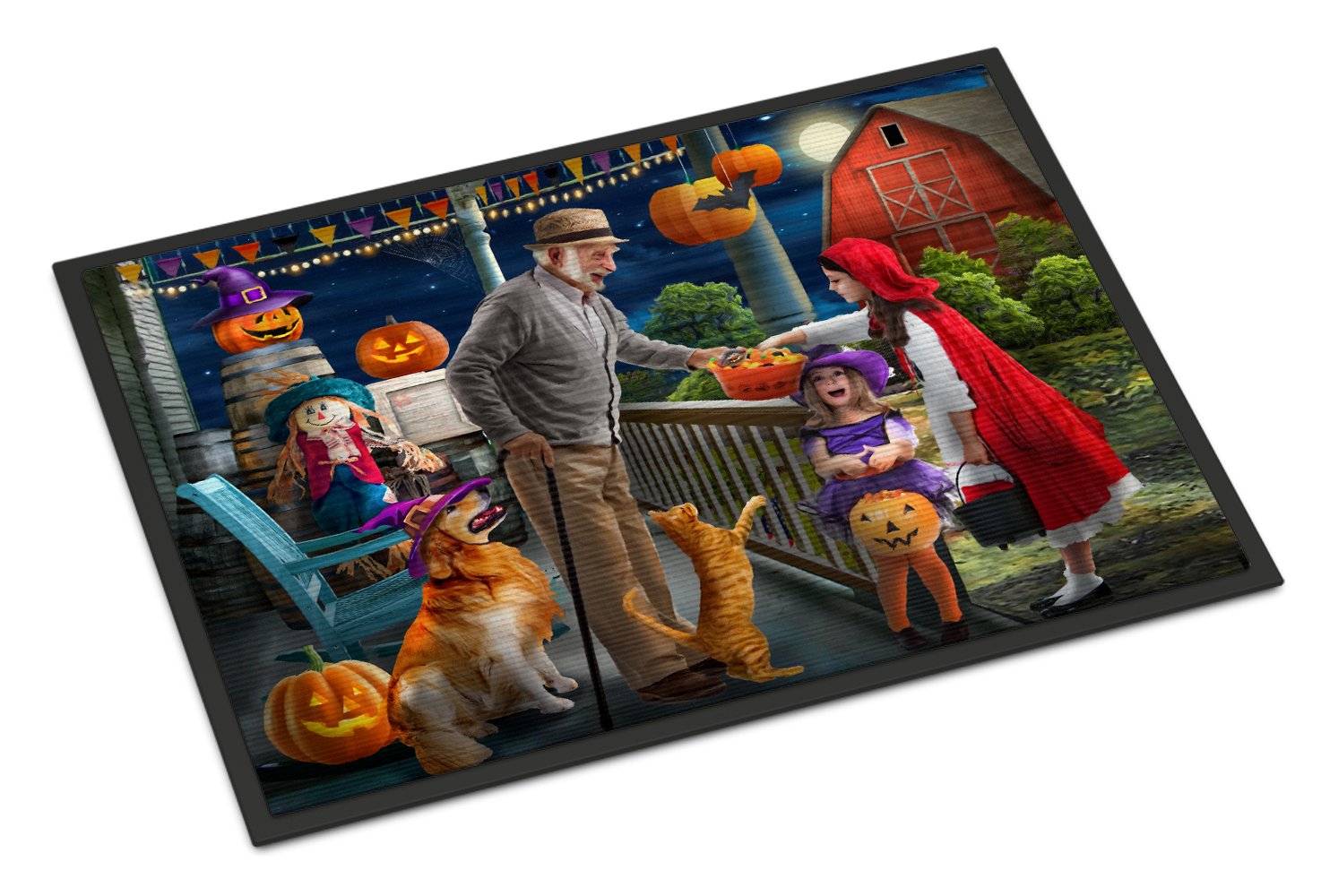 Halloween at Grandpa's Golden Retriever Doormat Indoor Outdoor 24H X 36W Front Door Mat Rugs for Entryway, Non Slip Washable Low Pile,