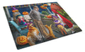Halloween at Grandpa's Golden Retriever Cutting Board Tempered Glass Kitchen Cutting Surface, Heat Resistant Chopping, Non-Slip Feet, Food Prep & Serving