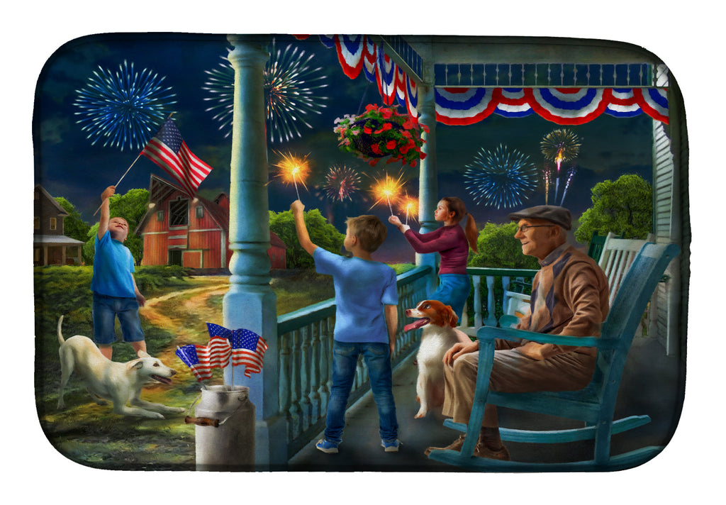 4th of July at Grandpa's USA Dish Drying Mat Absorbent Dish Drying Mat Pad for Kitchen Counter Dish Drainer Mat for Countertop, 14 x 21", Multicolor